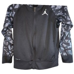 Jordan full zip hoodie youth‎ large black gray camo sleeves small cuff mark